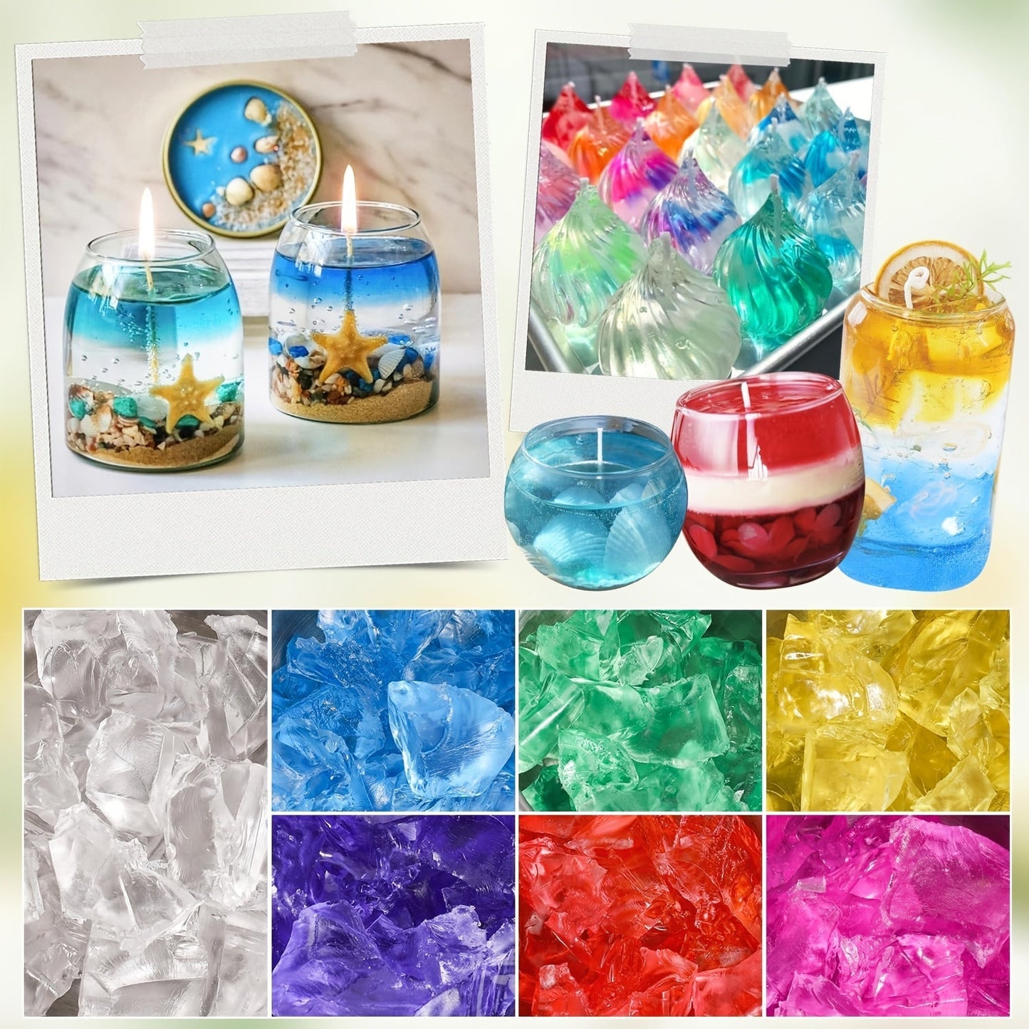 BlingFun Gel Candle Making Kit – 400g Clear Jelly Wax 4 Colors, 20pcs Pre-Tabbed Wicks, 20pcs Stickers, 5pcs Wick Holders, DIY Scented Candle Supplies for Beginners Home Decor Craft Gift