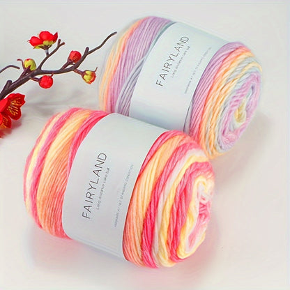 Colorful Yarn Thread & Weaving Accessories Kit 2/4pcs Cotton Acrylic Wool Blend with C-Type Buckle Weaving Needle Bow Twist Needle DIY Knitting Crochet Sweater Scarf Beginner Craft Set
