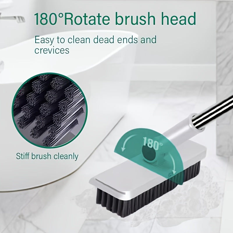 2-in-1 Broom and Dustpan Set Long Handle Foldable Non-Stick Hair Cleaning Hard Floor Sweeper Rotatable Combo for Home Living Room Bedroom Bathroom Outdoor