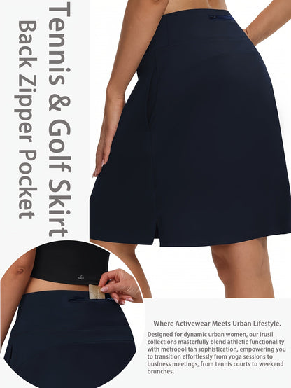 Women's 20-Inch Knee Length Skorts with 5 Pockets – High Waist Athletic Skirt with Built-In Shorts for Tennis, Golf & Pickleball, Long Activewear Skort, Sizes S-XXL, Multiple Colors
