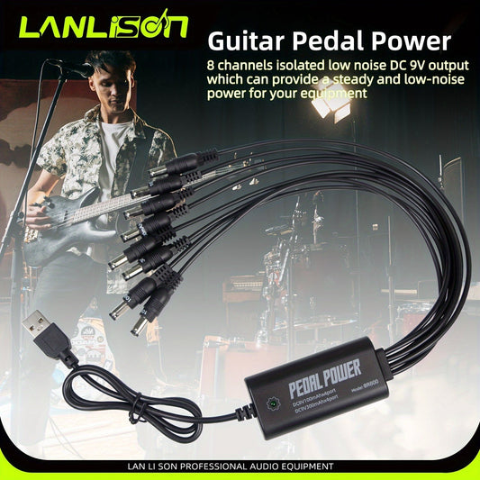 8-Port Isolated Guitar Pedal Power Supply with USB Charging – Noise-Free DC 9V 12V 18V Outputs for Effects Pedals & Accessories, Compatible with Most Guitar Pedalboards