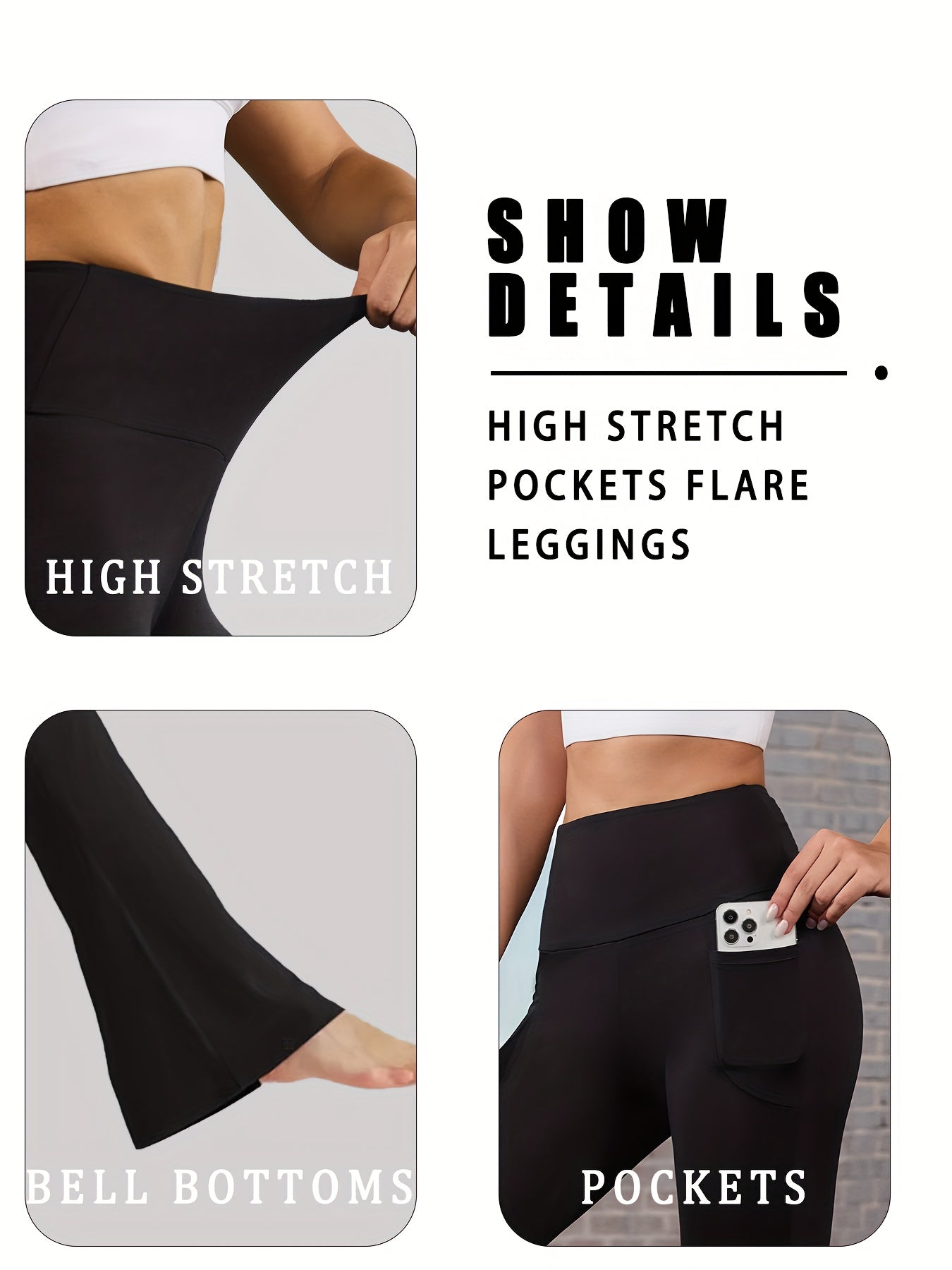 Women's High Waisted Yoga Leggings 3 Pack – Buttery Soft Tummy Control Bootcut Flare Pants with Pockets, S-XXL, Gym Pilates Workout Everyday Wear