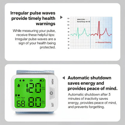 Wrist Blood Pressure Monitor Automatic Digital BP Cuff – Large LCD Display Pulse Rate Irregular Heartbeat Detection Portable Home Use for Seniors Adults