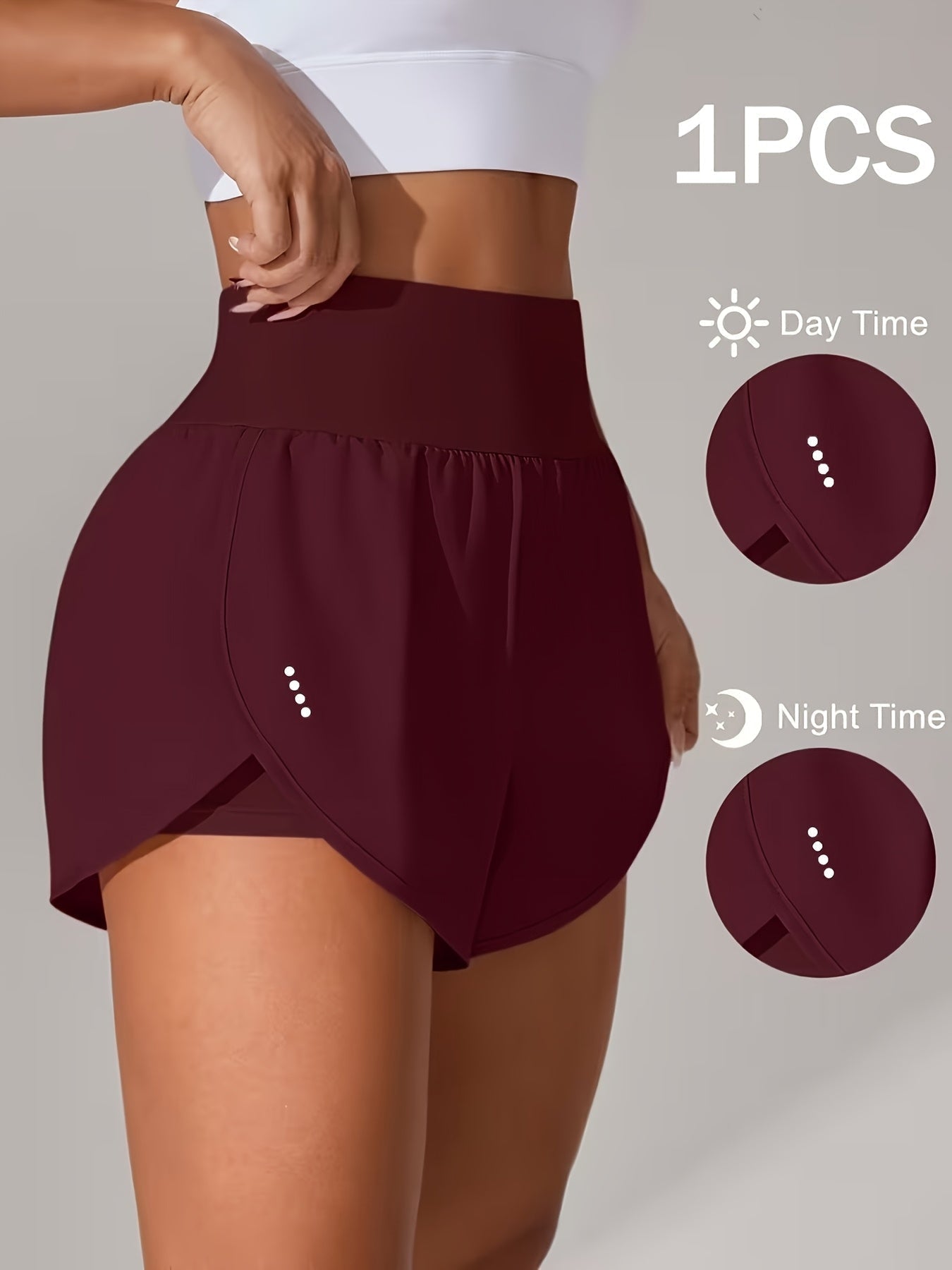 Women's Yoga Shorts with Built-In Liner Tummy Control Anti-See-Through Quick-Dry High-Stretch Athletic Shorts for Gym Fitness Running Beach Swimwear XS-XL White Black Deep Red