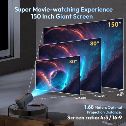 AMOVFILM Advanced Portable Smart Projector WiFi 6 & 4K Video Decoding, 1080P Native Resolution, Android 11 Built-In, Home Theater & Outdoor Movie Projector, Mobile Screen Mirroring, Multiple Colors