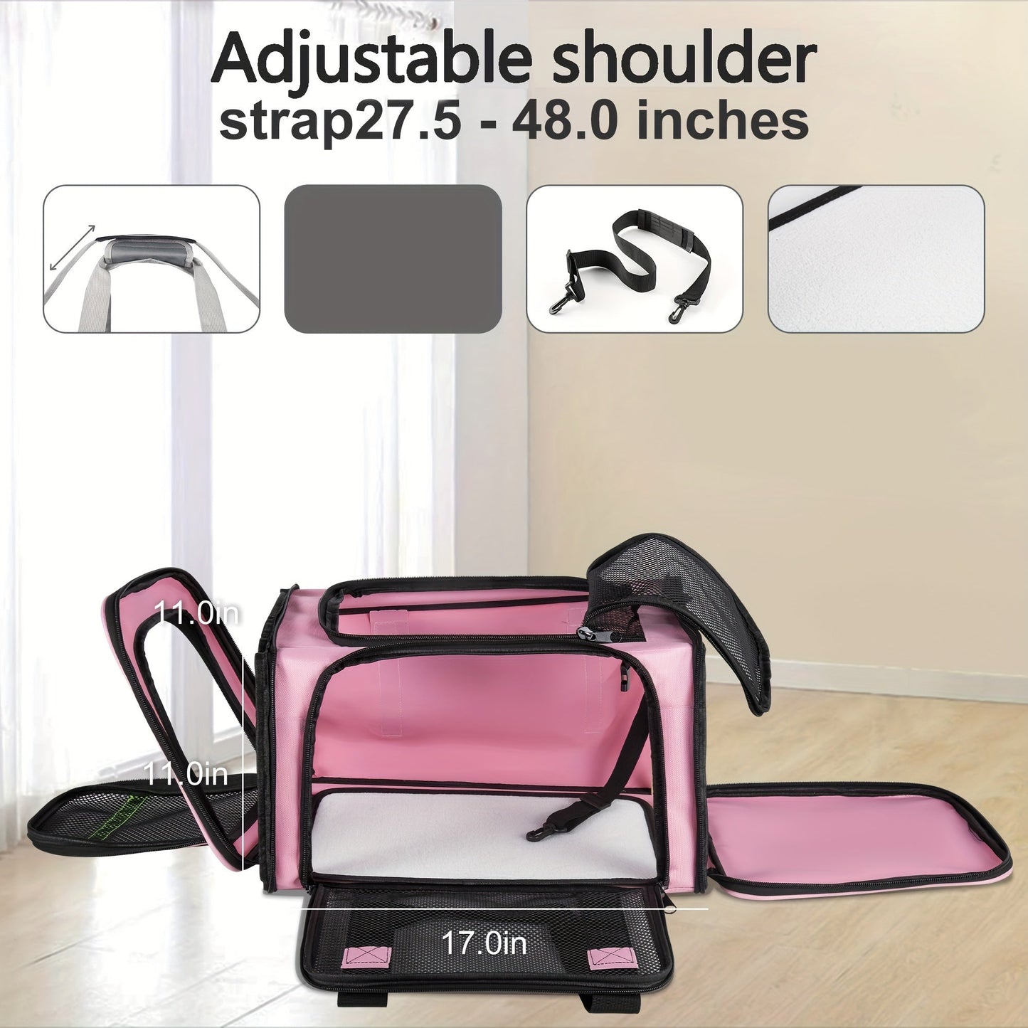Airline Approved Pet Carrier Soft Sided – TSA Approved Collapsible Travel Bag for Small Dogs, Cats & Kittens Under 15 lbs, Fits Under Airplane Seat