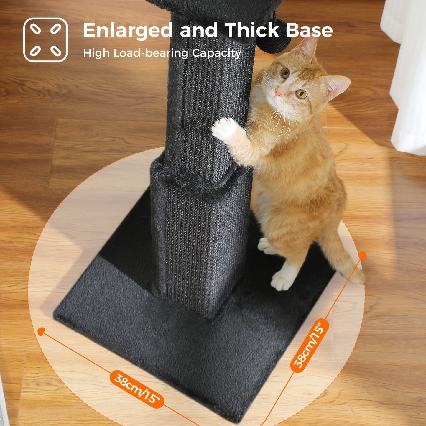 Cat Tree Tower Multi-Tier Sisal Scratching Post with Hanging Toys for Indoor Cats, Sturdy Cat Climbing Tower Activity Center for Energetic Cats, Available in Grey and Black