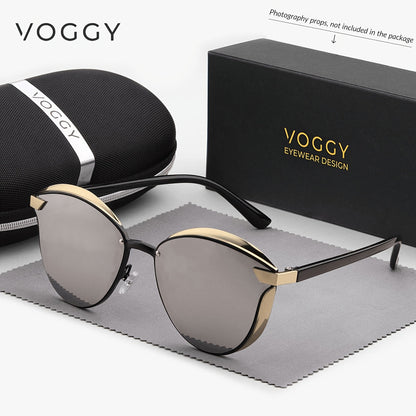 VOGGY Retro Butterfly UV400 Polarized Sunglasses for Men & Women – Lightweight Metal Frame Mirrored Lens, 8 Colors, Driving Hiking Cycling Fishing Travel Gift Box Included
