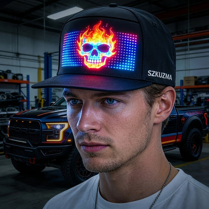 Programmable LED Hat APP Controlled Scrolling Text Animation Light Up Cap Unisex Adjustable Smart LED Baseball Cap for Party Wedding Valentine's Day Carnival Festival Men Women