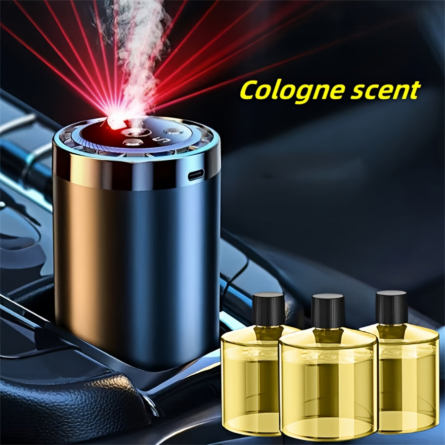 Smart Car Air Freshener with Aromatherapy & Starry Sky Light Display – Portable USB Car Humidifier, Dynamic LED Mood Light, Cologne & Perfume Bundle, Universal Fit, Car Gift & Holiday Gift for Men Women