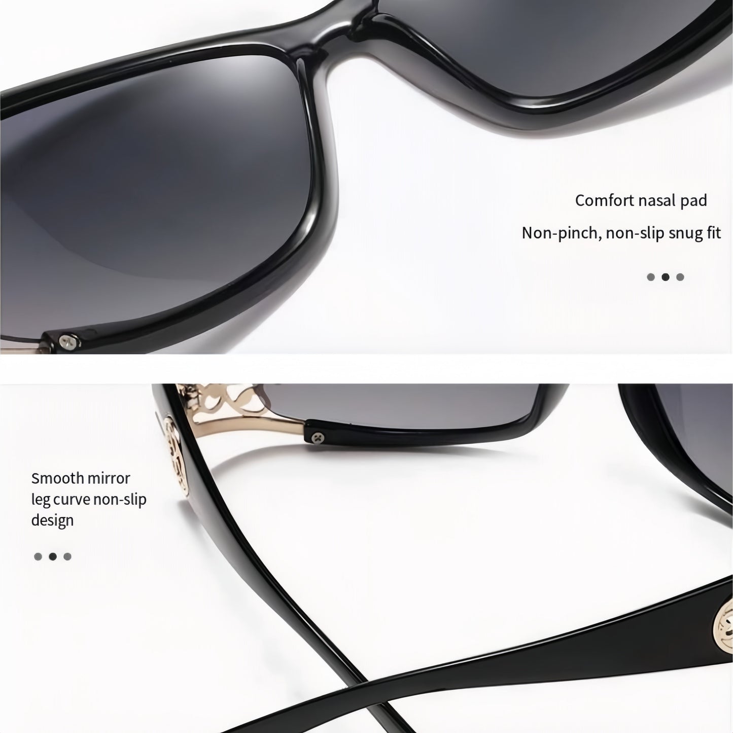 Polarized Sunglasses for Women – Oversized Square Frame UV400 Hollow Carved Temple, Retro Vintage Fashion Shades for Driving Beach Outdoor, Ladies Eyewear Gift Black Blue Purple Tea