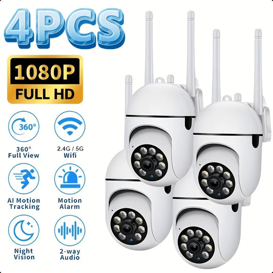 4-Pack WiFi Dome Security Camera 1080P HD – AI Motion Tracking 360° PTZ Two-Way Audio PIR Night Vision App Control, Indoor Outdoor Home Security Camera System WiFi 2.4G/5G