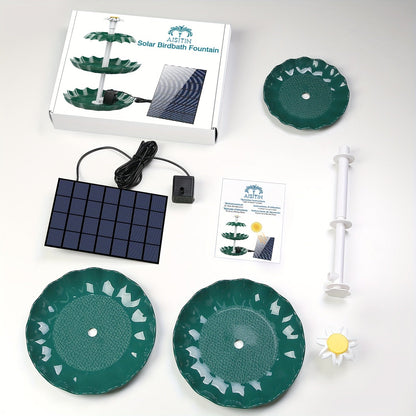 3-Layer Solar Bird Bath Fountain 3.5W – Outdoor Garden Courtyard Decor Solar Powered Fountain Pump, No Wiring Needed, Dark Green Light Blue or Fountain-Only, Single & Three Tier Options