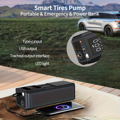 Portable Tire Inflator Air Compressor Pump for Car Tires, Bicycle, Motorcycle & Balls, Digital Pressure Gauge, Auto Shut-Off, USB & Cigarette Lighter Versions Available