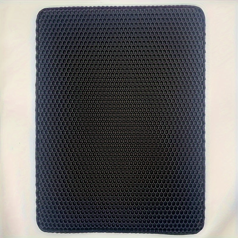 Honeycomb Double-Layer Cat Litter Mat 24x36 Inch – Urine-Proof Waterproof Scatter Trapping Washable Litter Box Mat for Indoor Cats, Reduces Mess & Easy to Clean, Black Dark Gray Light Gray