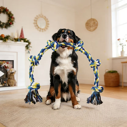 Unbreakable 6-Section Dog Rope Chew Toy – Heavy Duty Tug of War Rope for Medium & Large Dogs Over 80 lbs, Teeth Cleaning Dental Floss Fibers, Non-Toxic Safe Chew Toy for Aggressive Chewers
