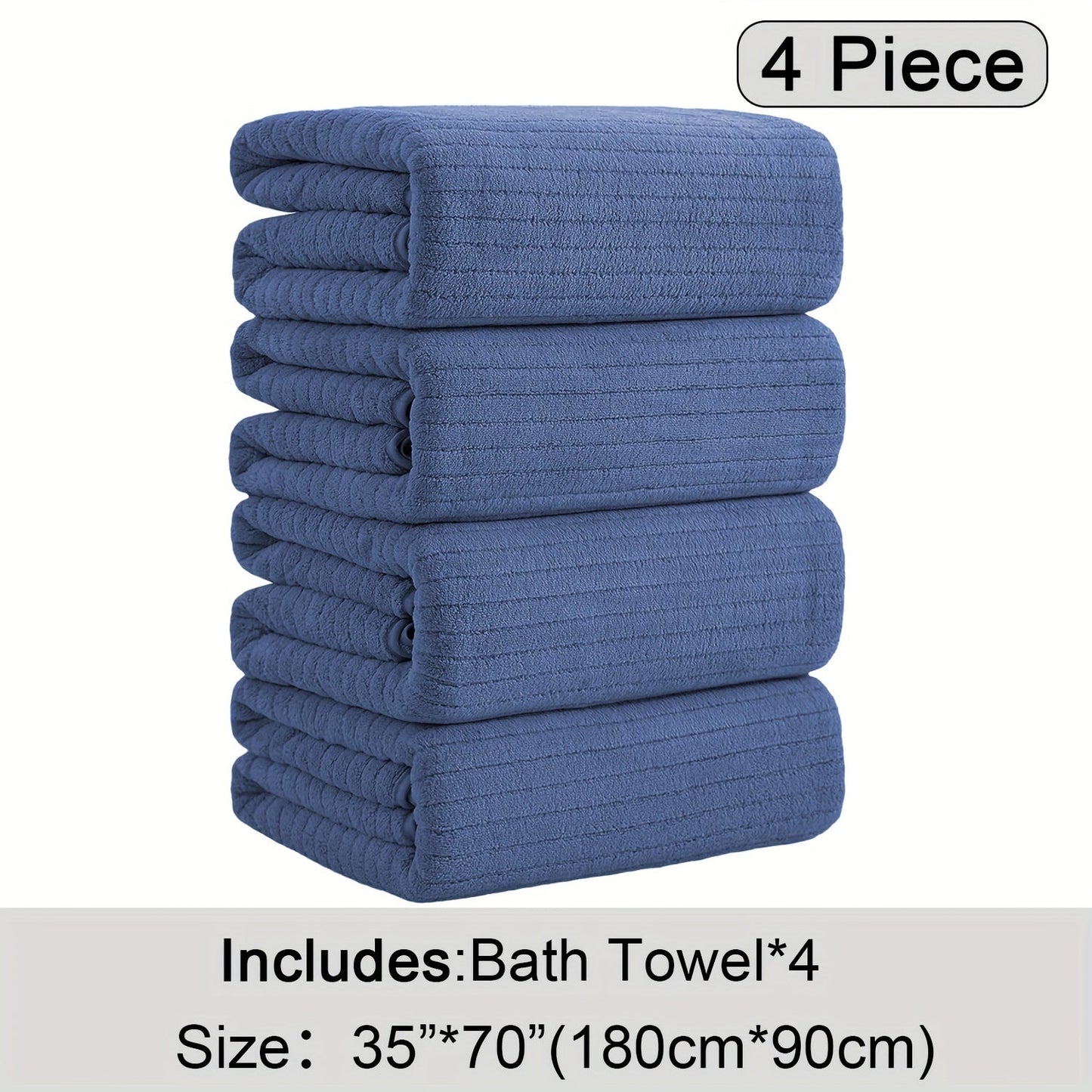 4-Pack Oversized Bath Towels Set 35"x70" – Extra Large XL Microfiber Bath Sheet, Super Soft Quick-Dry Absorbent Shower Towels for Family Hotel Spa, 13 Colors Beige White Grey Navy Blue Green Black