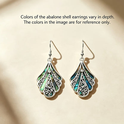 925 Sterling Silver Abalone Shell Drop Earrings for Women – Hollow Bohemian Dangle Earrings, Hypoallergenic Boho Jewelry, Perfect Gift for Her