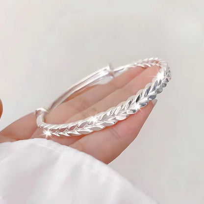 999 Sterling Silver Bohemian Wheat Chain Bracelet for Women – Adjustable No-Plating Pure Silver Bracelet, Elegant Daily Wear Jewelry Gift for Anniversary Valentine’s Day Birthday