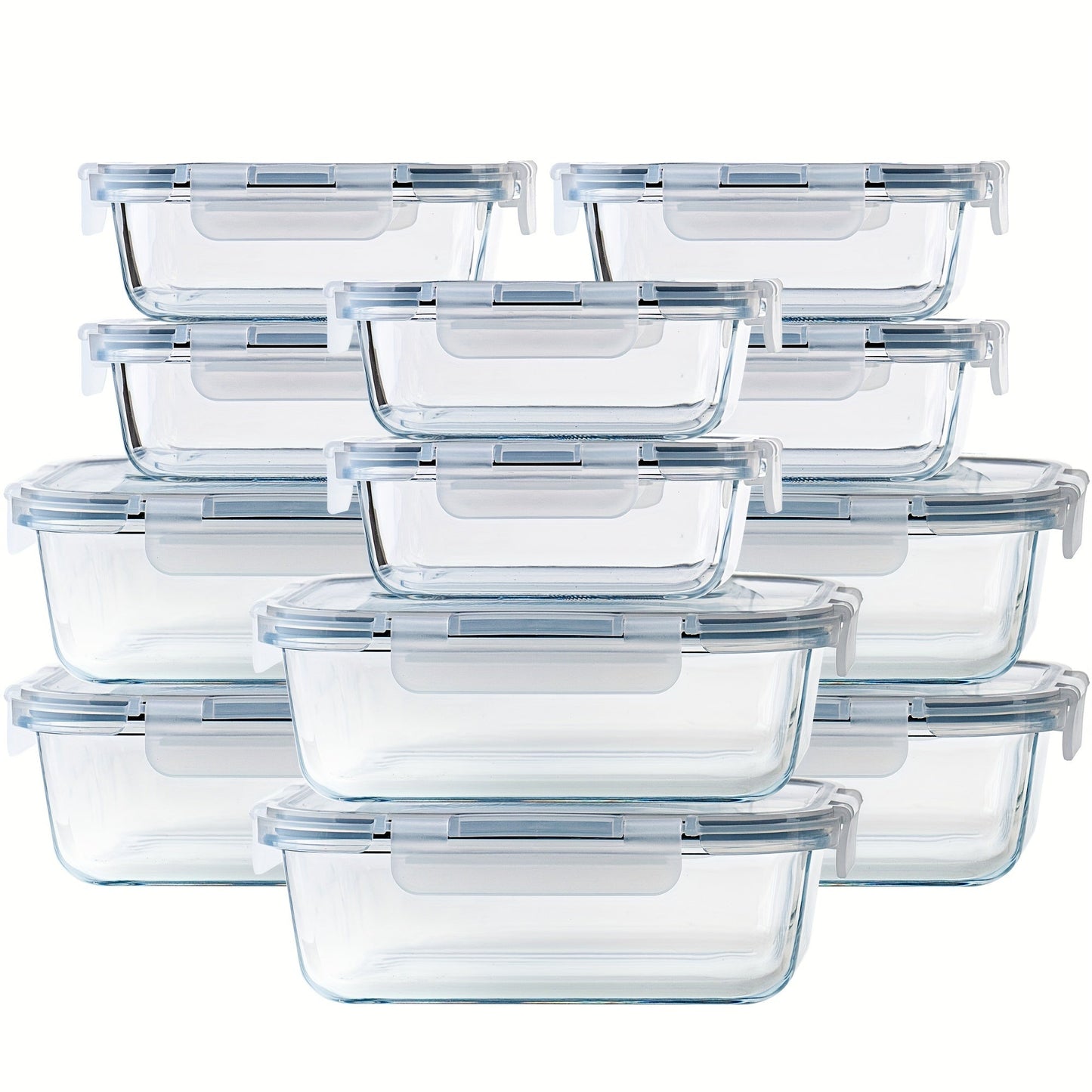 Borosilicate Glass Food Storage Containers 24-Pack (12 Bowls + 12 Airtight Lids) – Meal Prep Glass Bowls, Microwave & Dishwasher & Freezer Safe, BPA Free, Multi-Color Lids for Kitchen & Lunch