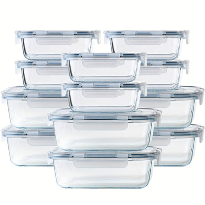 Borosilicate Glass Food Storage Containers 24-Pack (12 Bowls + 12 Airtight Lids) – Meal Prep Glass Bowls, Microwave & Dishwasher & Freezer Safe, BPA Free, Multi-Color Lids for Kitchen & Lunch