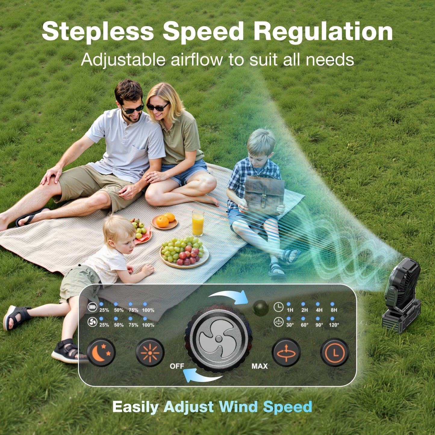 20000mAh Portable Camping Fan with Remote & Oscillation – Rechargeable 4-Speed Quiet Fan with LED Lantern, 45°/90° Oscillation, Timer & Hook for Tent, Car, RV, Bedroom & Emergency Cooling, 12-138Hr Runtime