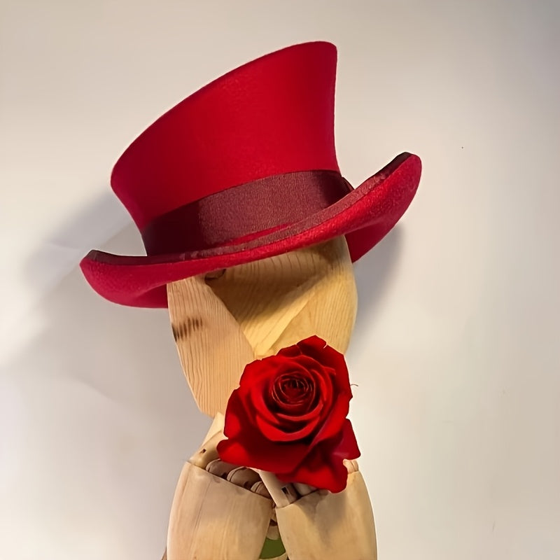 100% Wool Felt Fedora Hat with Ribbon for Women & Men – Adjustable Asymmetrical Top Hat for Church Parties Weddings, Elegant Fashion Headwear in 10 Colors, Perfect Christmas Gift