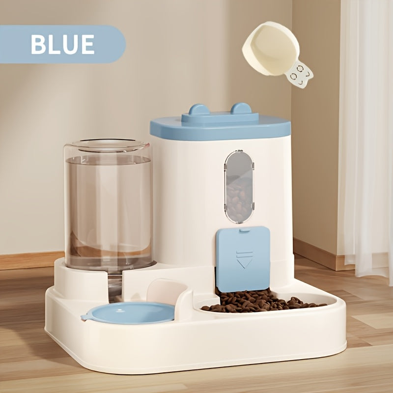 Automatic Cat Feeder Dual-Function Food & Water Dispenser Portion Control Healthy Diet Cute Design Pet Feeding Station Christmas Gift for Cat Lovers