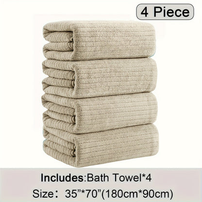 4-Pack Oversized Bath Towels Set 35"x70" – Extra Large XL Microfiber Bath Sheet, Super Soft Quick-Dry Absorbent Shower Towels for Family Hotel Spa, 13 Colors Beige White Grey Navy Blue Green Black