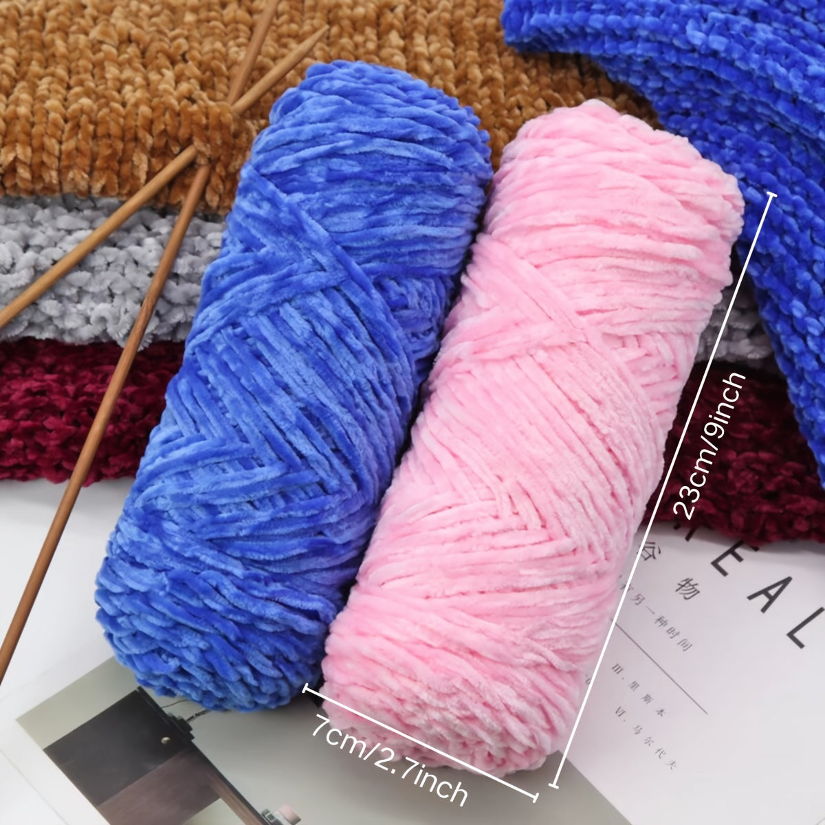 Velvet Chenille Yarn 3-Pack 300g (100g x3) Soft Bulky Knitting Crochet Yarn 47 Colors Beginner Friendly Luxury Handcraft for Sweaters Scarves Hats Dolls Bags Amigurumi DIY Projects