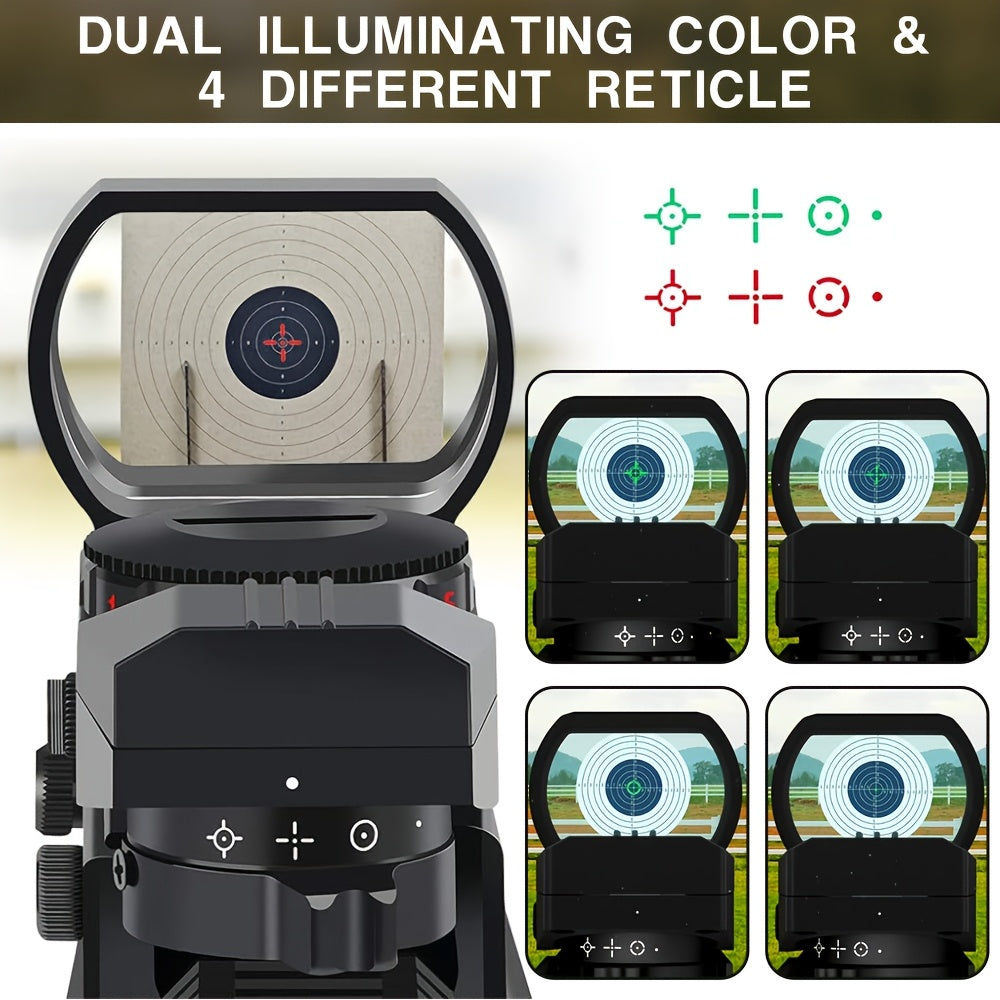 33mm Red Green Dot Sight – 4 Reticle Modes, 5 Brightness Settings, Parallax-Free Ultralight Rail Mount Scope for Rifles Shotguns Carbines, Hunting Target Shooting Tactical Use, CR2032 Battery Included