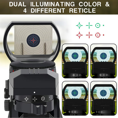 33mm Red Green Dot Sight – 4 Reticle Modes, 5 Brightness Settings, Parallax-Free Ultralight Rail Mount Scope for Rifles Shotguns Carbines, Hunting Target Shooting Tactical Use, CR2032 Battery Included