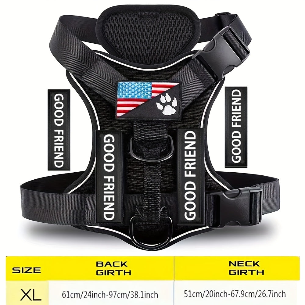 Service Dog Harness Vest with 5 ID Patches – Reflective Adjustable Oxford Vest with Breathable Mesh Lining, Service Dog ID System for Small Medium Large Dogs, Sizes XS-XL, Public & Mobility Aid
