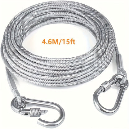 Heavy Duty Dog Tie-Out Cable 250lb with Reflective Design & Stainless Steel Swivel Hook – Tangle-Free Leash for Large Dogs – Yard, Outdoor & Camping – 30"/50ft/177" Options – Velora