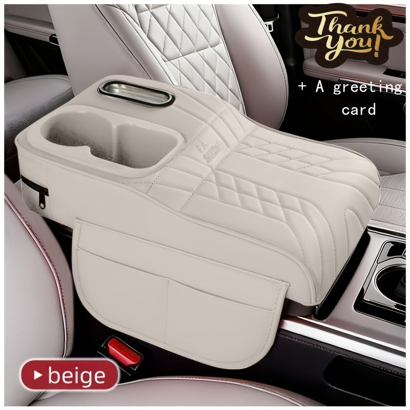 Car Center Console Tray Organizer Raised Design Tissue Box Holder Cup Holder Non-Slip Storage Mat Universal Fit 6 Colors Black Orange Red Brown Beige