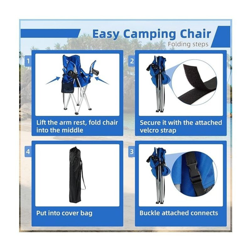 Folding Camping Chair with Tilting Canopy Sunshade – 225LBS Capacity, 22.8" Wide Seat, Mesh Cup Holder & Carry Bag, Portable Beach Lawn Chair for Camping, Hiking & Outdoor Events – 9 Color Options