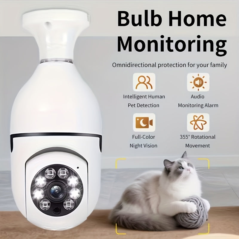 2 Pack 4MP Bulb Security Camera Wireless 360 Panoramic HD 5GHz 2.4GHz WiFi Night Vision Two-Way Audio App Control Indoor Home Garage Pet Monitoring Camera