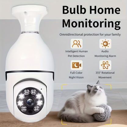 2 Pack 4MP Bulb Security Camera Wireless 360 Panoramic HD 5GHz 2.4GHz WiFi Night Vision Two-Way Audio App Control Indoor Home Garage Pet Monitoring Camera