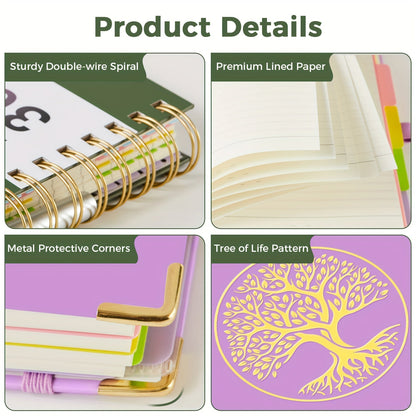 A5 Hardcover 5-Subject Spiral Notebook Journal – 300 College-Ruled Pages with Removable Divider Tabs & Pocket, 6.1" x 8.4" Lined Notebook for Work, School & Note Taking, Back to School Supplies