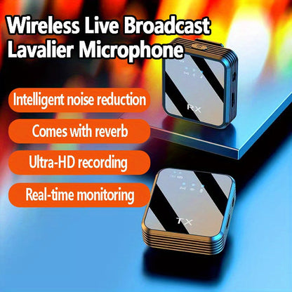 2-in-1 Wireless Lavalier Microphone USB-C with Intelligent Noise Cancellation, Omnidirectional Condenser Mic & Pom-Pom Windshield – Plug & Play Clip-On Lapel Mic for Live Streaming, Interviews, Vlogging & Content Creation on iPhone & Android