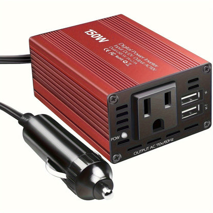 150W Car Power Inverter 12V DC to 110V AC Converter with Dual USB 3.1A Ports – Vehicle Adapter Plug for Laptop, Phone, Tablet, Road Trip Essentials