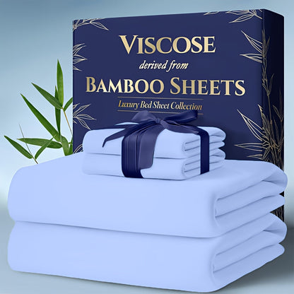Cooling Bamboo Bed Sheet Sets Deep Pocket | Ultra-Soft Breathable 4-Piece Sheets for Hot Sleepers | Twin Full Queen King | Moisture-Wicking Temperature Regulating Pillowcases Included