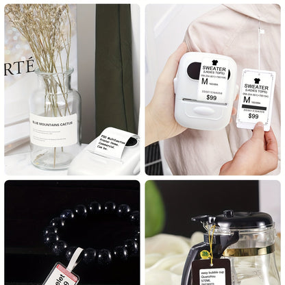 P50 Portable Bluetooth Thermal Label Printer – Wireless Mini Label Maker for Home, Office, Retail, Clothing, Jewelry & Food, Compatible with Android & iOS, Includes 40x30mm White Label Roll