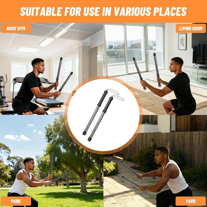 Cordless Battle Rope 2-Piece Set for Home Gym Arm Strength Aerobic Cardio Muscle Training Low-Impact Workout Fitness Equipment for Men and Women