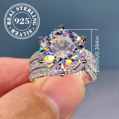 925 Silver Six-Prong Moissanite Engagement Ring – Classic Luxury Solitaire, Brilliant Diamond Alternative for Engagement, Anniversary & Gift for Her, Elegant & Sexy Design