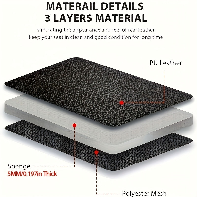PU Leather Car Seat Covers Universal Fit Waterproof Quilted All-Season with Sponge Padding for Cars SUVs Trucks Gray Black Red Blue Single or 12-Piece Set