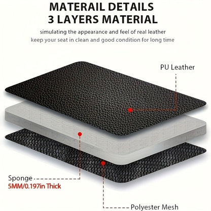 PU Leather Car Seat Covers Universal Fit Waterproof Quilted All-Season with Sponge Padding for Cars SUVs Trucks Gray Black Red Blue Single or 12-Piece Set