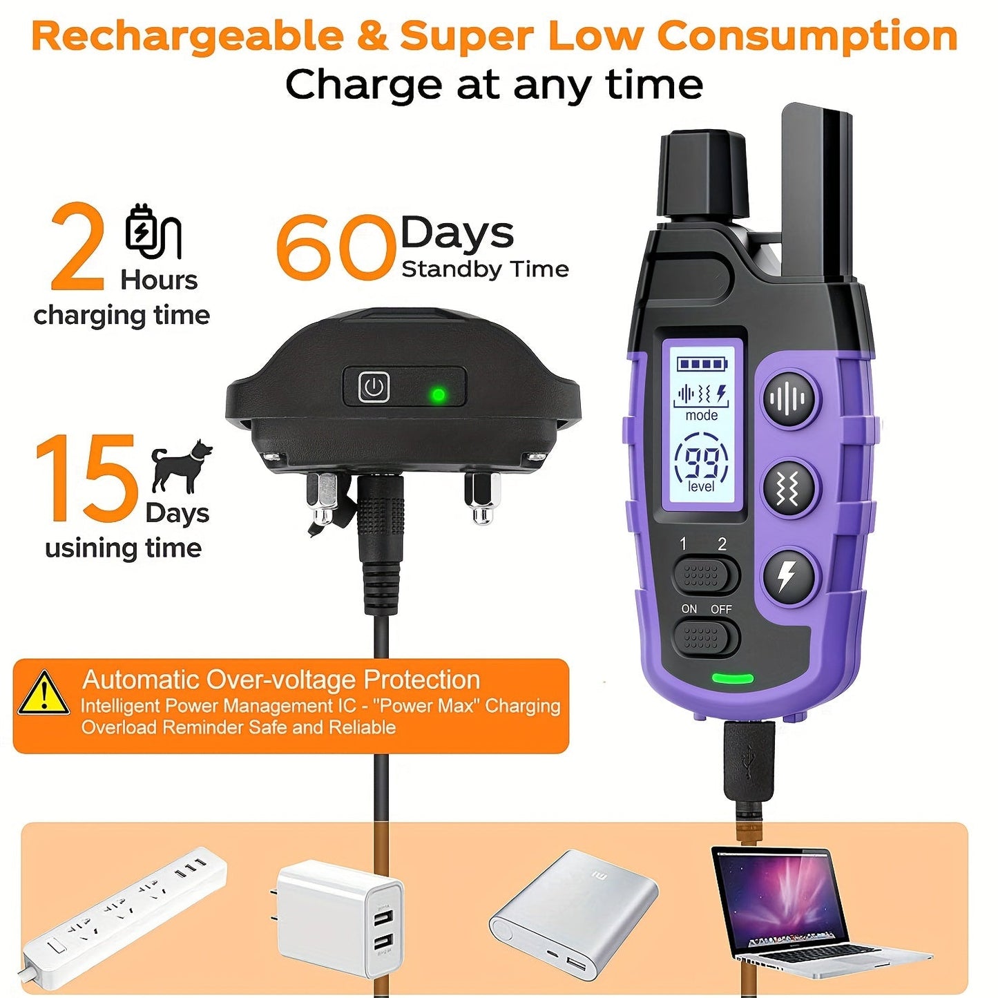 Dog Training Collar with Remote – 4150ft Range, Shock Vibration & Beep Modes, Rechargeable E-Collar for Small to Large Dogs 5-150lbs, 1 Dog & 2 Dog Options, Purple