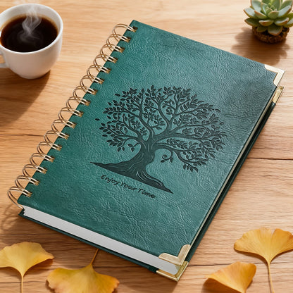 A5 Spiral Notebook Hardcover 300 Pages – Thick 100GSM No Bleed-Through Paper, Leather Cover Journal for College, Work & Writing – For Men & Women (Pink, Black, Green, Purple)