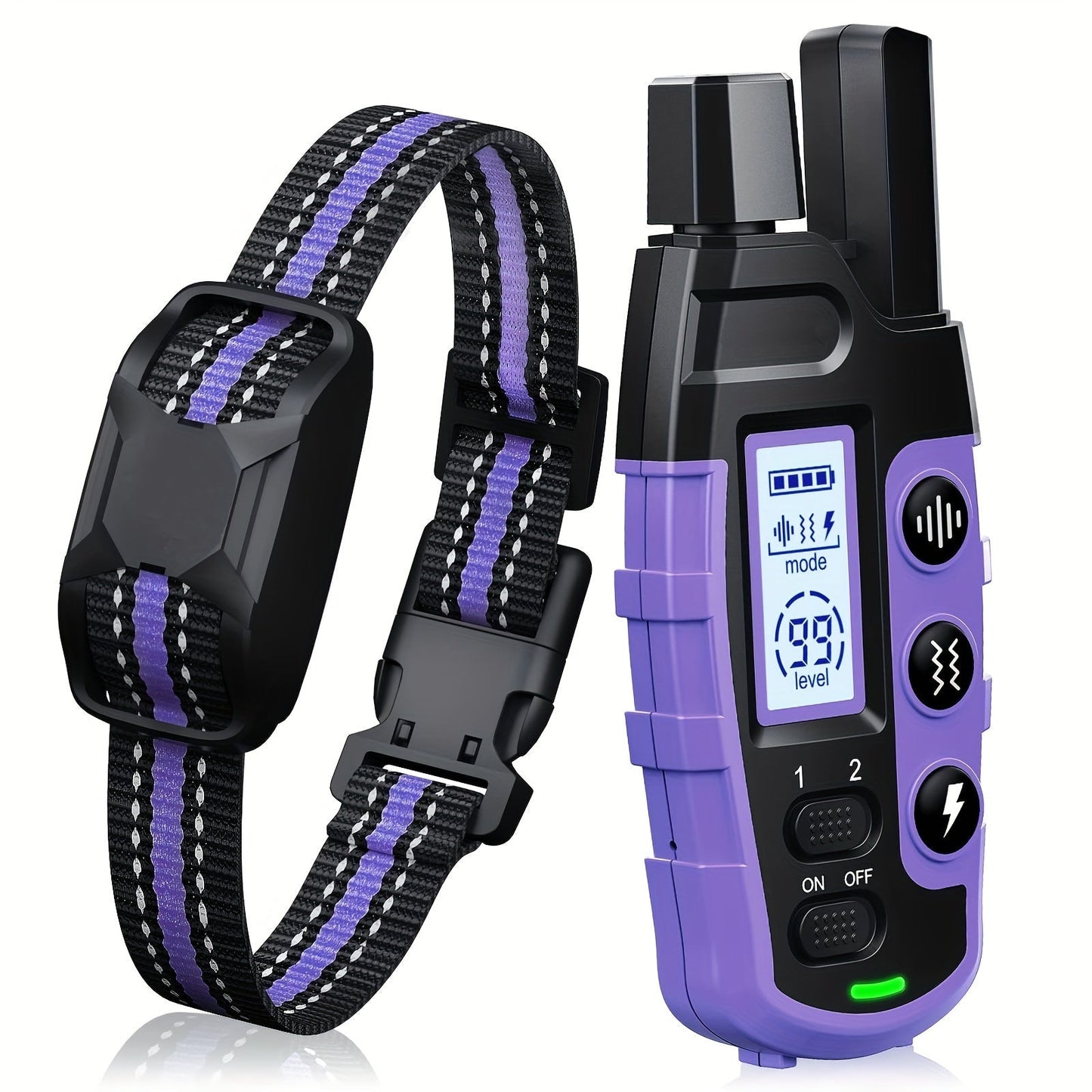 Dog Training Collar with Remote – 4150ft Range, Shock Vibration & Beep Modes, Rechargeable E-Collar for Small to Large Dogs 5-150lbs, 1 Dog & 2 Dog Options, Purple